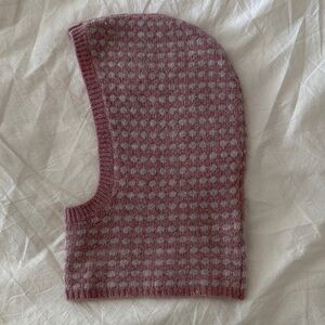 Pink and White Knit Balaclava